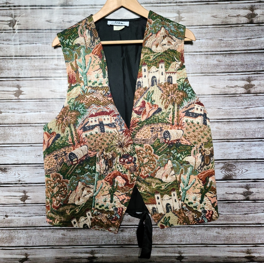 Vintage Joan Western Tapestry Made in USA Vest size 2X